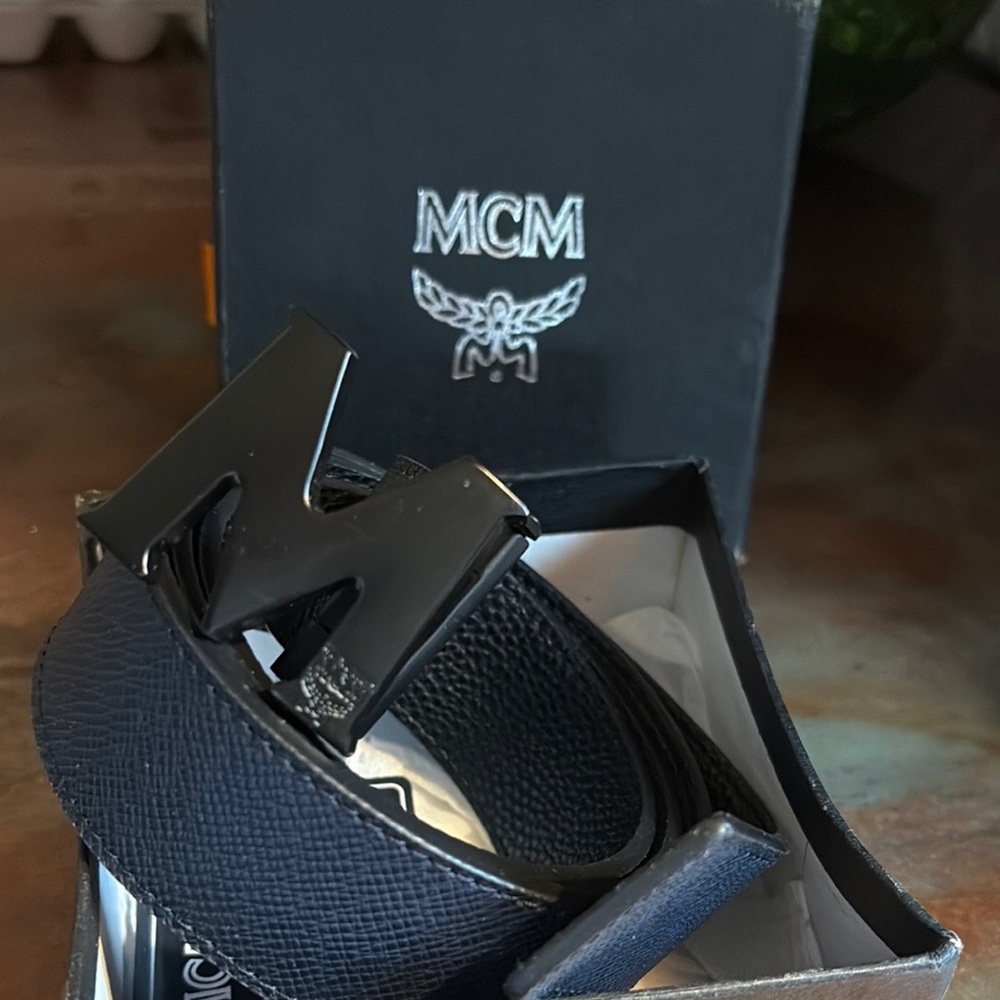 MCM Black Leather Belt